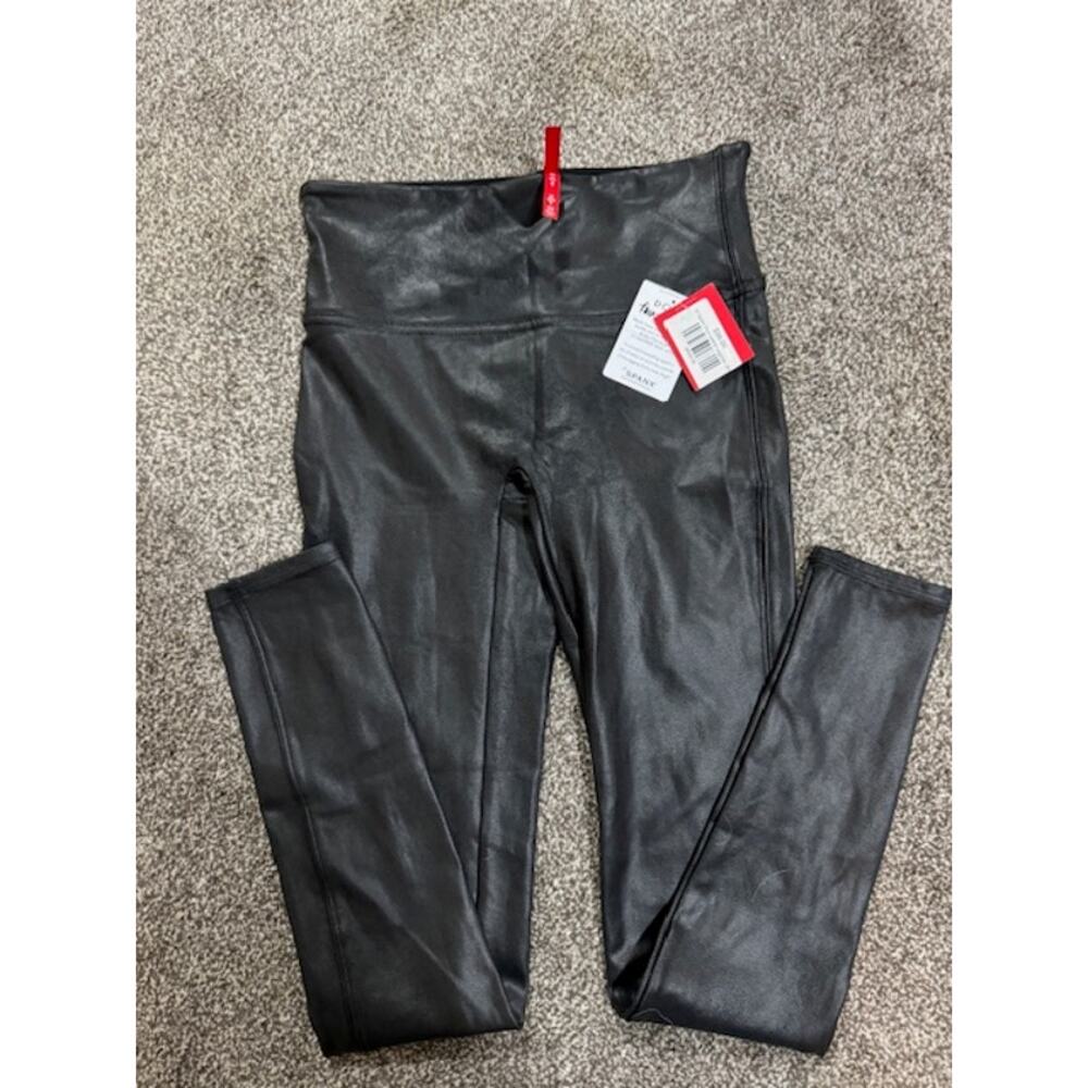 SPANX Black High-Waisted Faux Leather Leggings - Picture 2 of 5